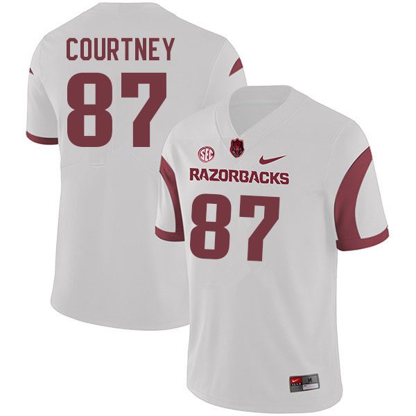Men #87 Dax Courtney Arkansas Razorbacks College Football Jerseys Sale-White - Click Image to Close